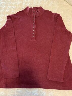 Natural Reflections Burgundy Button Henley Sweater